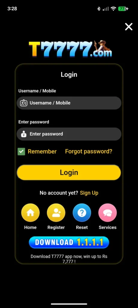 t7777 game login